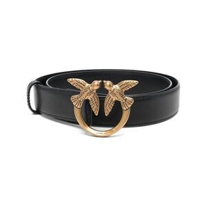 PINKO Women's Leather Belt with Love Birds Buckle Women BLACK Belts